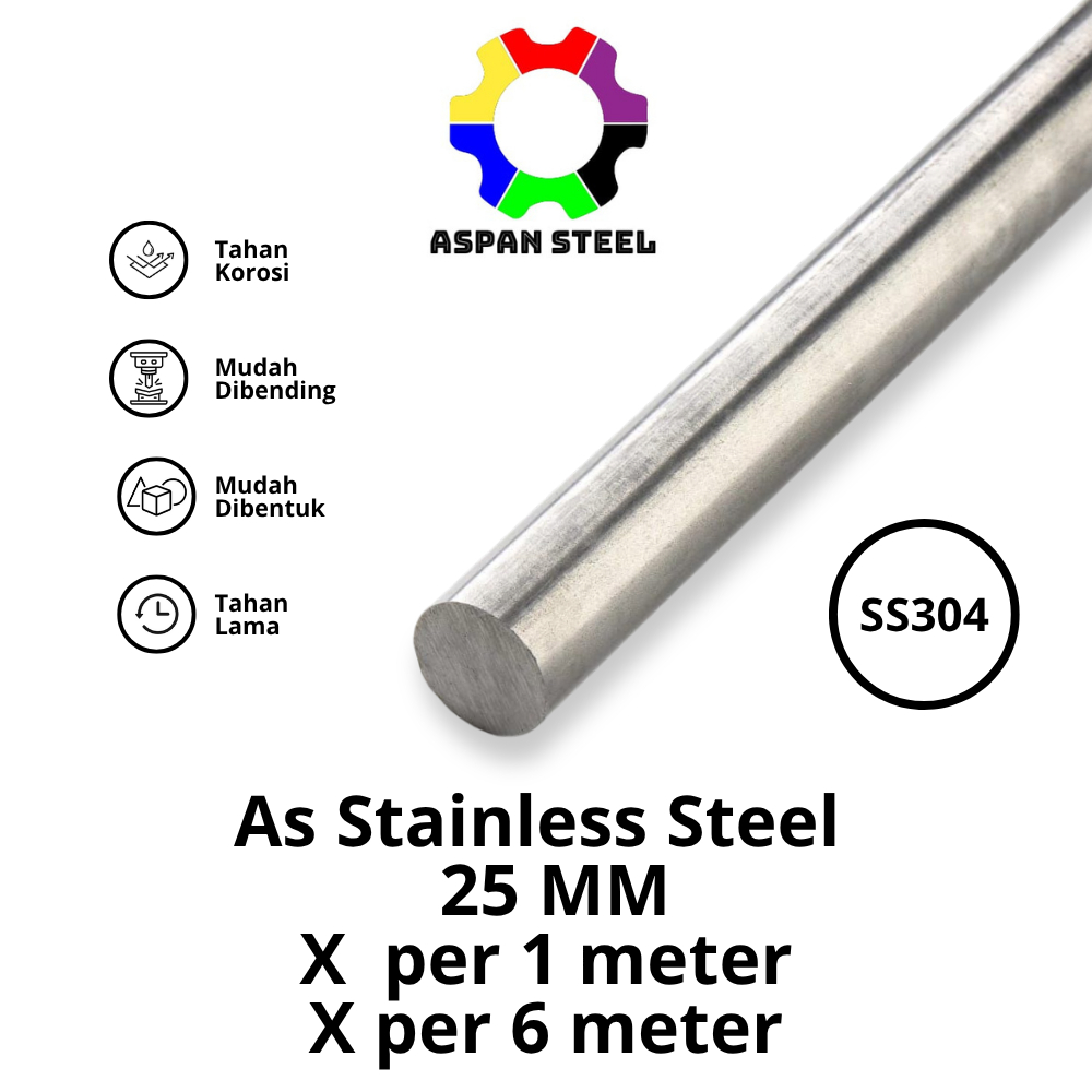 As 25 mm stainless steel 304