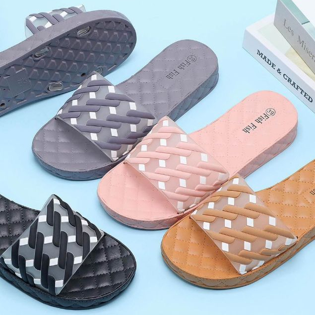 Sandal Karet Wanita Slip on Import Sandal Perempuan Sandal Rumahan Anti Slip