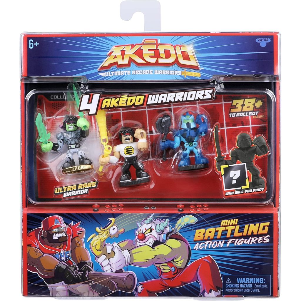Akedo Ultimate Arcade Warriors - Warrior Collector 4 Pack - 3 Mini Battling Action Figures: Glitchbl