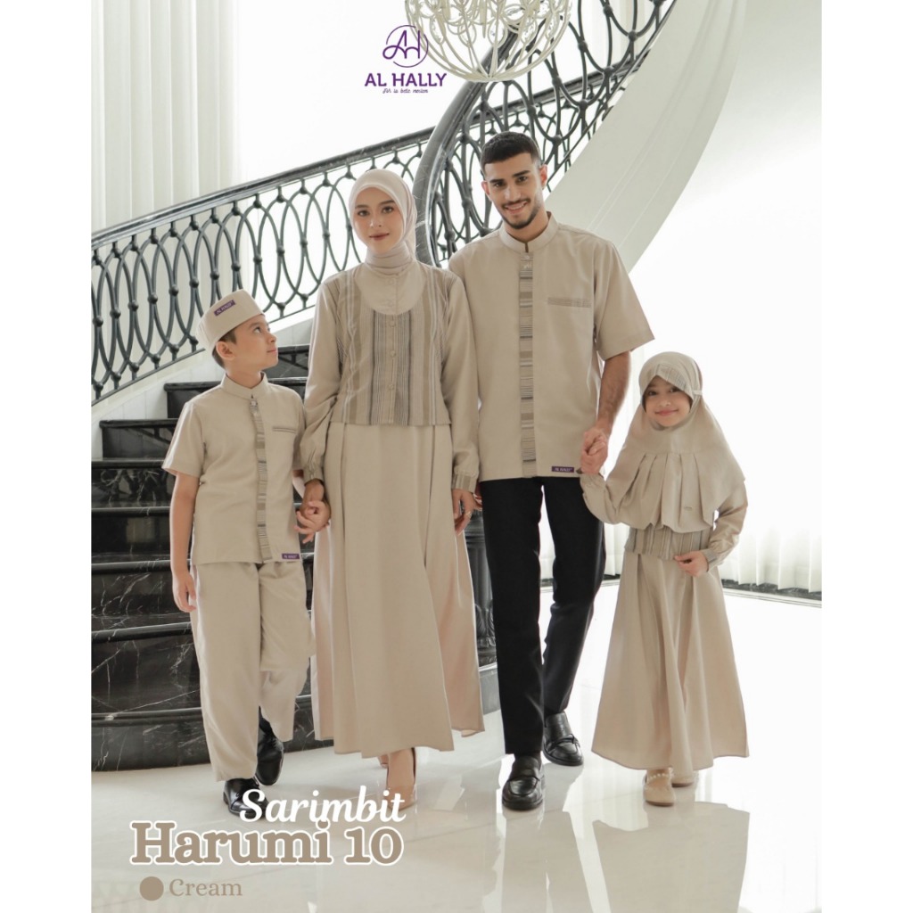 Sarimbit Terbaru ALHALLY HARUMI 10 CREAM | Gamis Koko Sarimbit Keluarga 2026 | COD