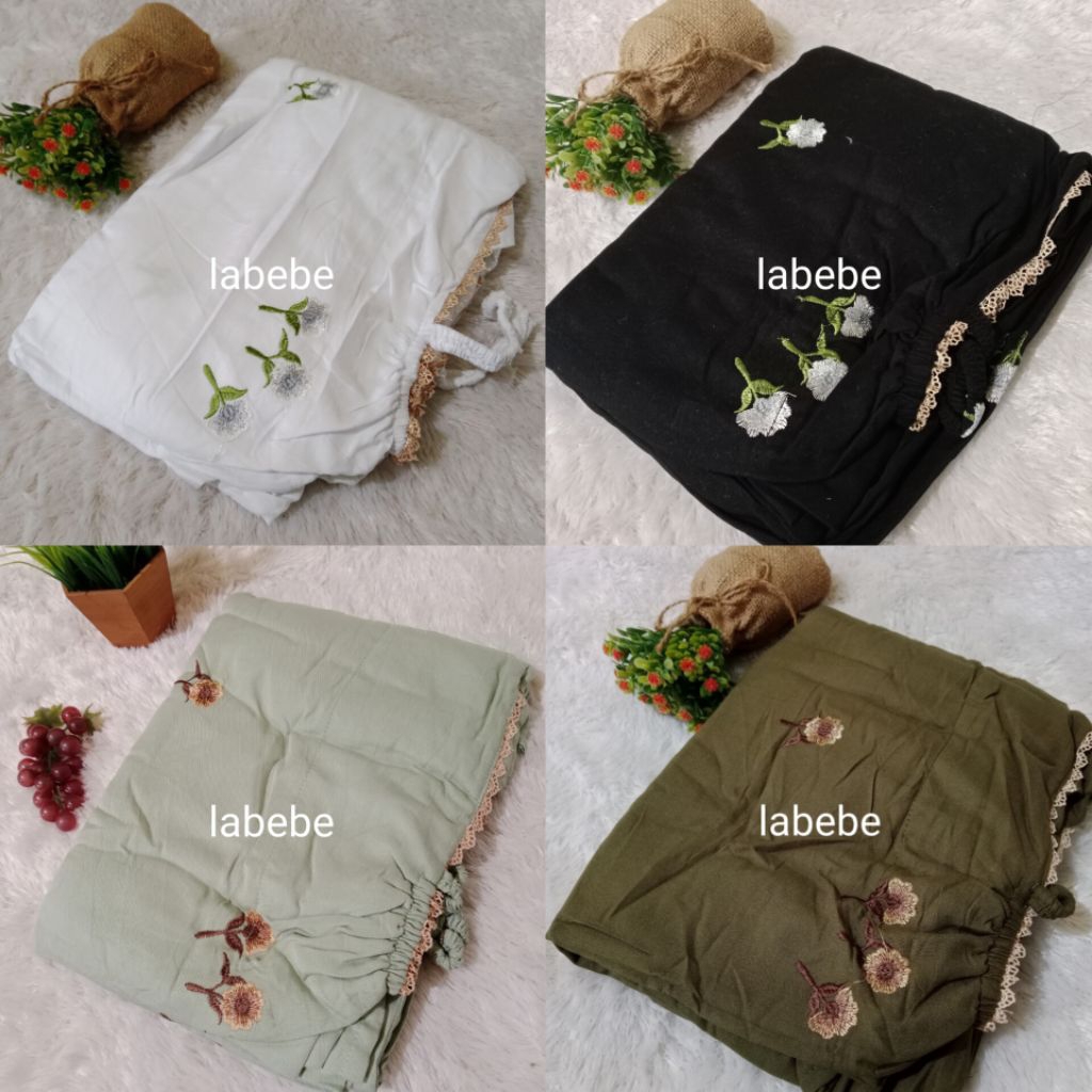 MUKENA TERUSAN TWILL BIRDIR / MUKENA LAJURAN RAYON TWILL BORDIR RENDA / MUKENA DEWASA