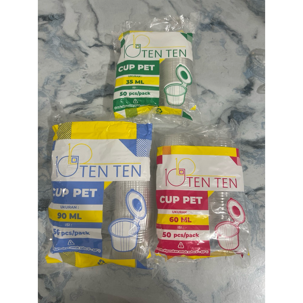 [50pcs] cup mika ten ten sambal 35ml, 60ml, 90ml, cup saos gelas puding jelly, cup agar agar bertutu