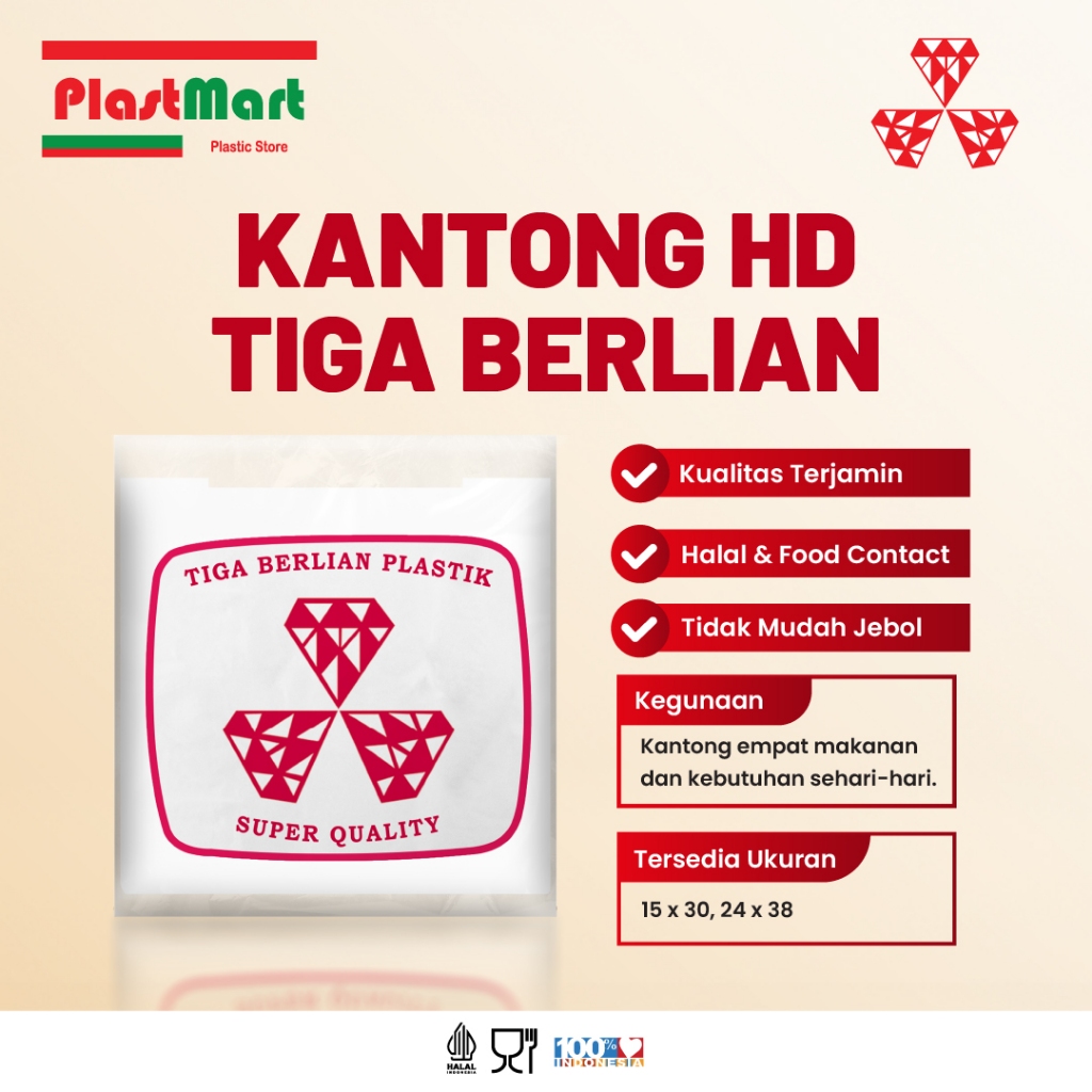 Kantong Plastik Kresek Tiga Berlian Putih Susu Ukuran Kecil