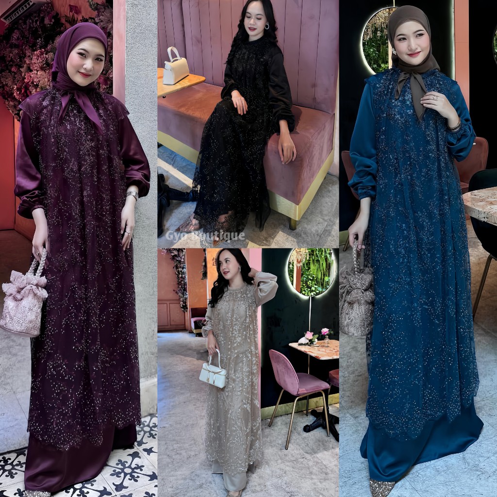 GYO BOUTIQUE RENATA DRESS 2IN1 INNER OUTER VELVET MIX BRUKAT GAMIS PESTA MEWAH TERBARU
