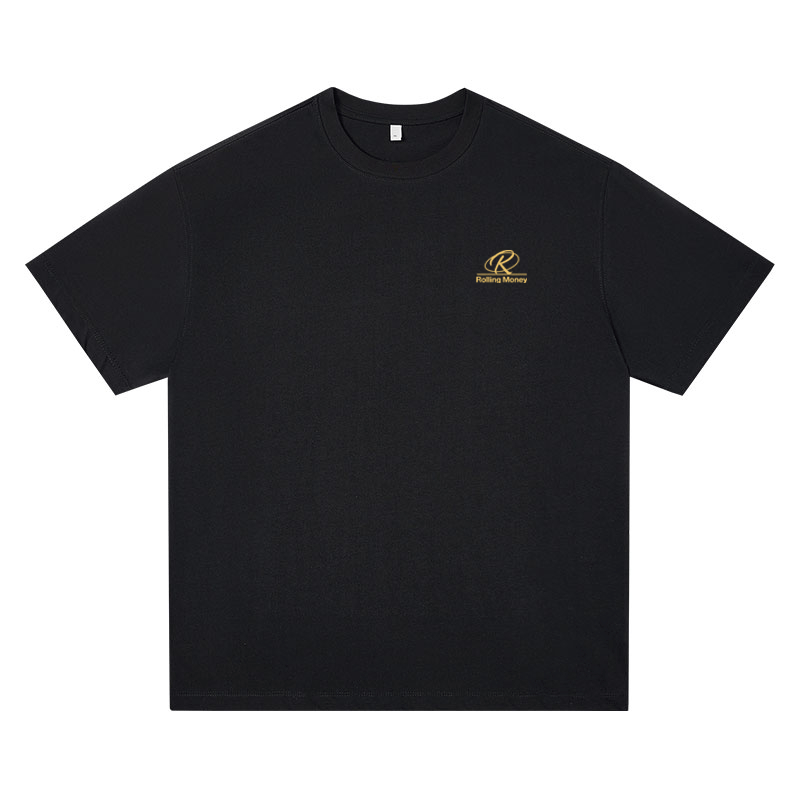Kaos Oversize Pria Wanita Distro "ROLLING MONEY" Logo Emas Kecil Premium T-Shirt Basic Luxury Gold M