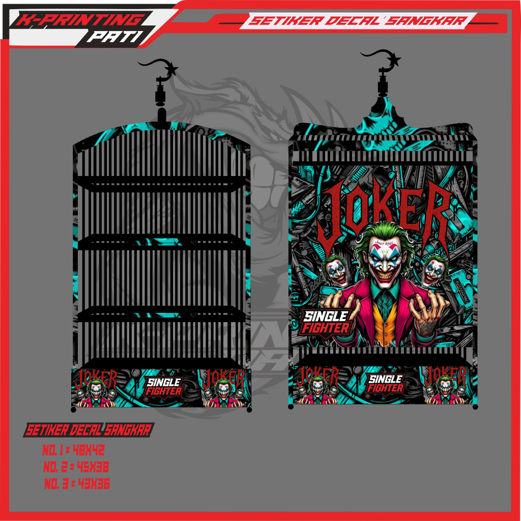 Stiker Decal SINGLE FIGHTER SANGKAR BURUNG Joker /sangkar burung kotak/koper burung cucak ijo dll
