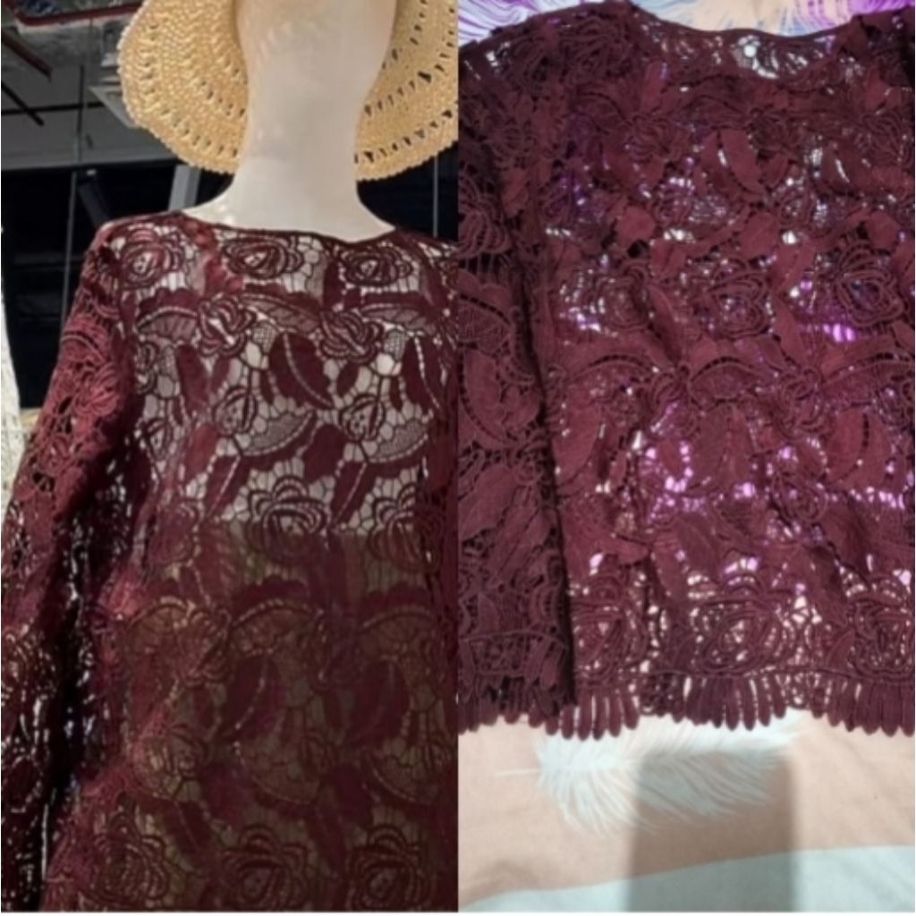 Atasan Maroon Brokat Bangkok