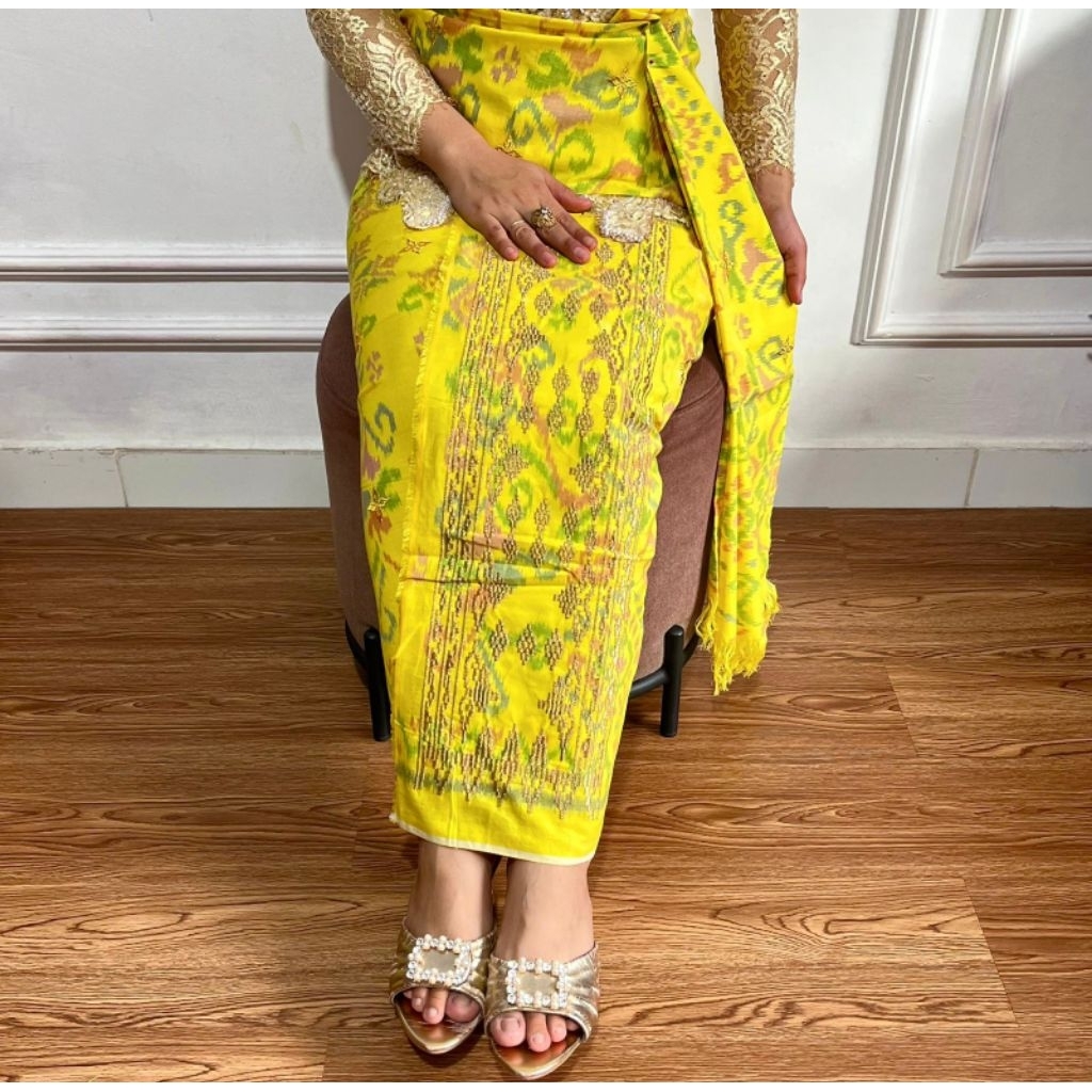 kain tenun endek lasem alam tumpal set selendang songket bordir emas // kamen endek bali