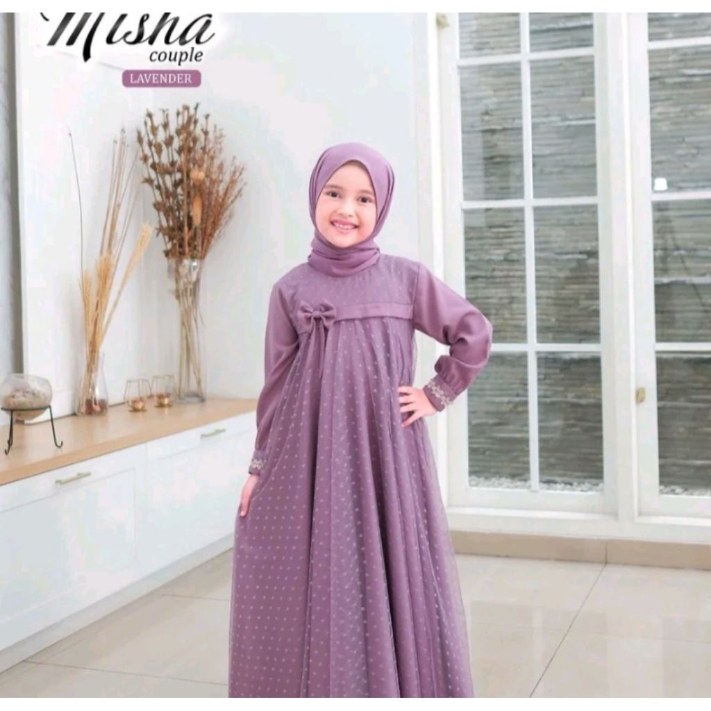 gamis anak  set hijab /baju muslim anak/misha dres/baju pesta brukat