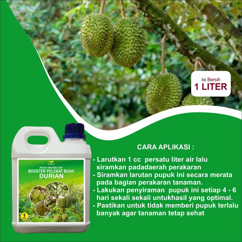 pupuk organik pelebat buah durian montong 1 liter, melebatkan bunga dan buah cocok untuk bibit duria