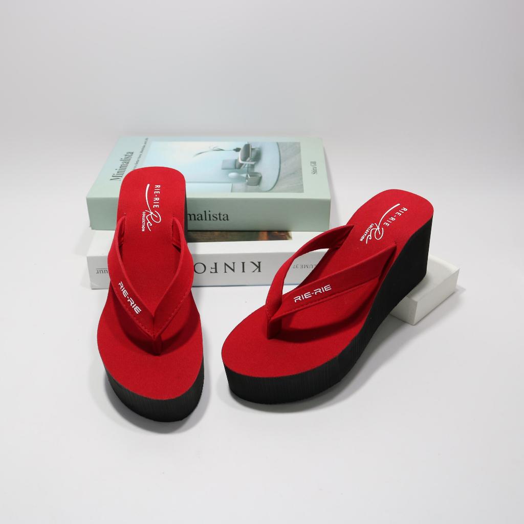 Sandal Wedges Wanita Jepit Tinggi 9CM Spon Ringan Anti Licin