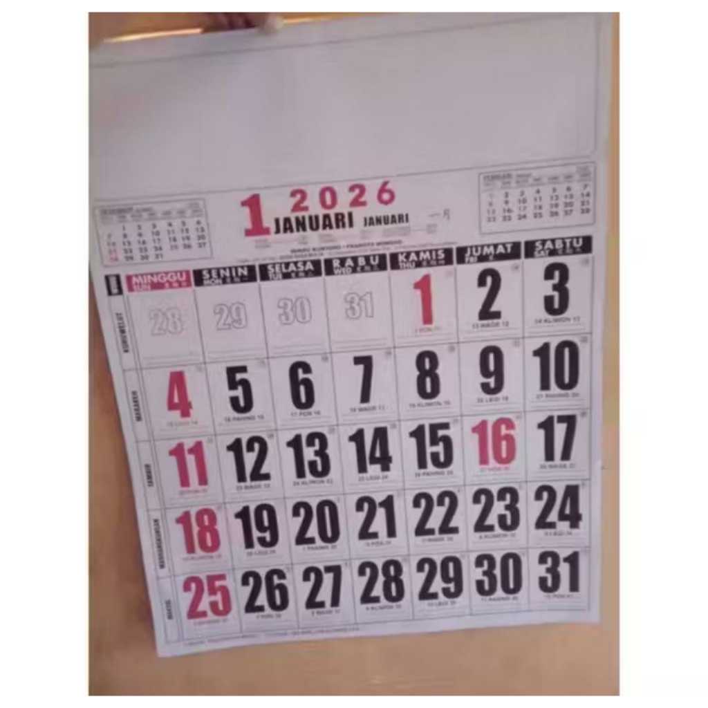 KALENDER DINDING / KALENDER 2026 / KALENDER BULANAN / KALENDER JAWA 2026