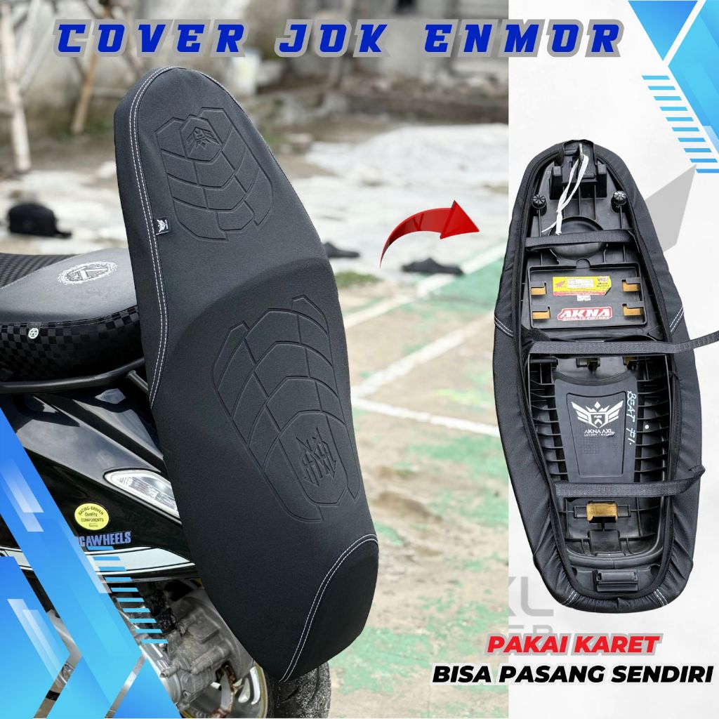 Cover Jok Model Kulit Jok motor / Sarung Jok Motor CAFERACER Pelindung Jok Motor (PAKAI KARET) Beat,