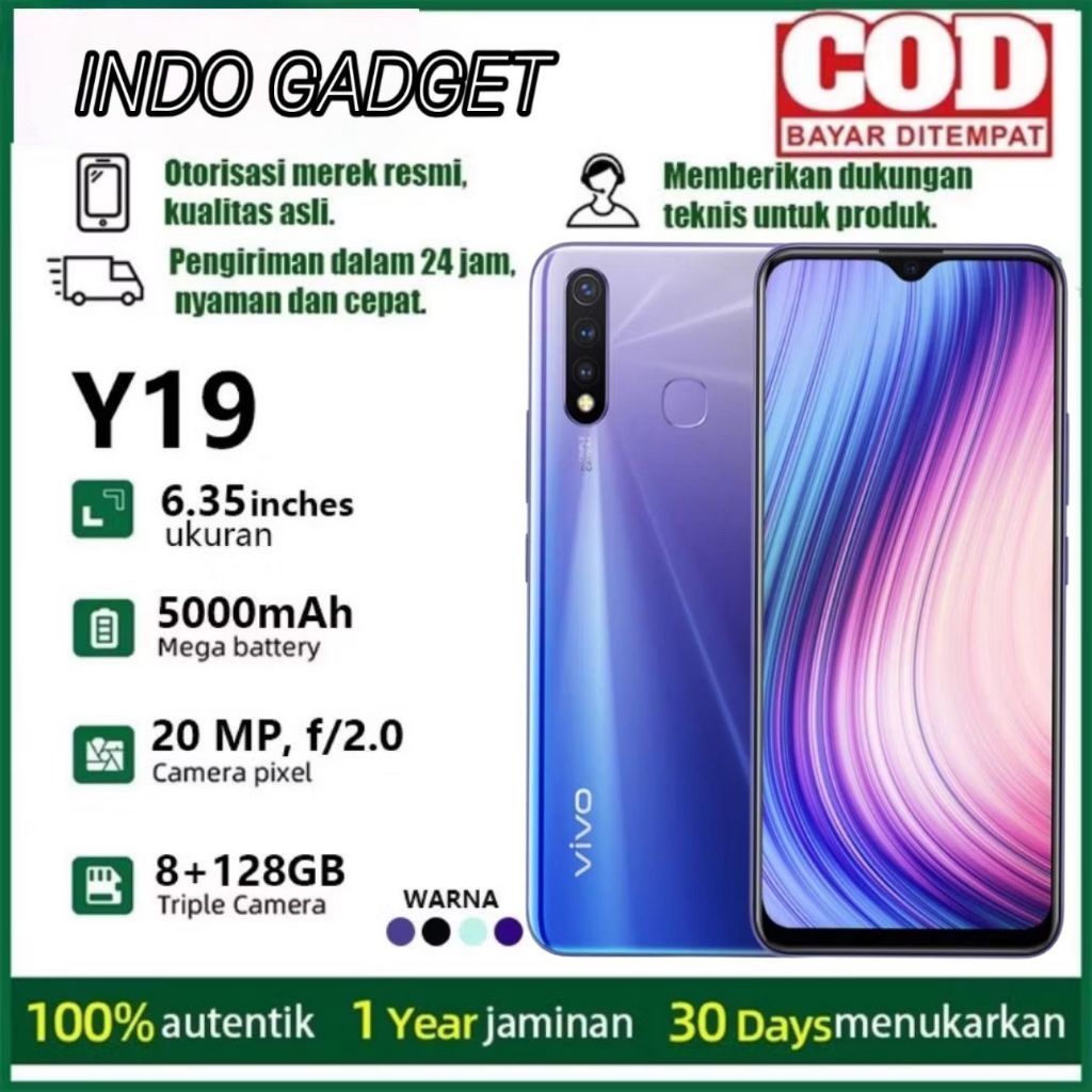 VIVO Y19 HP Murah Cuci Gudang Smartphone RAM 8GB+256GB 6.53 inch Baterai 5000mAh Handphone 4G