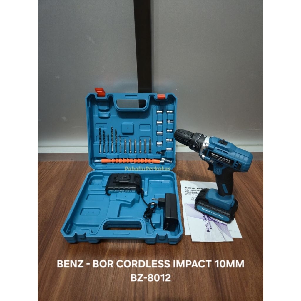 BENZ Bor Cordless Impact 10mm BZ-8012 / Bor Cas Pakai Batrei 10mm Benz