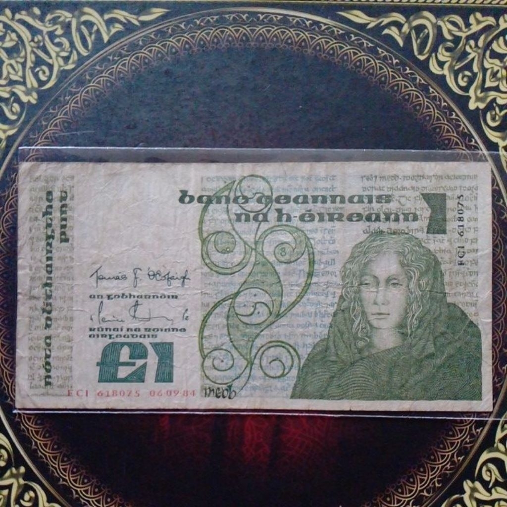 Uang Irlandia 1 pound 1984 vf