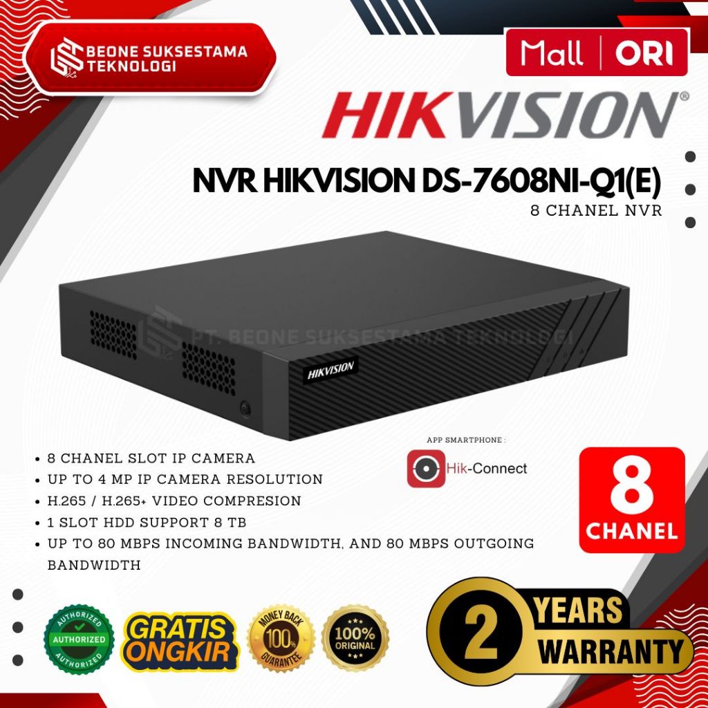 DS-7608NI-Q1(E) NEW - HIKVISION NVR 8 Chanel 7600 New Series