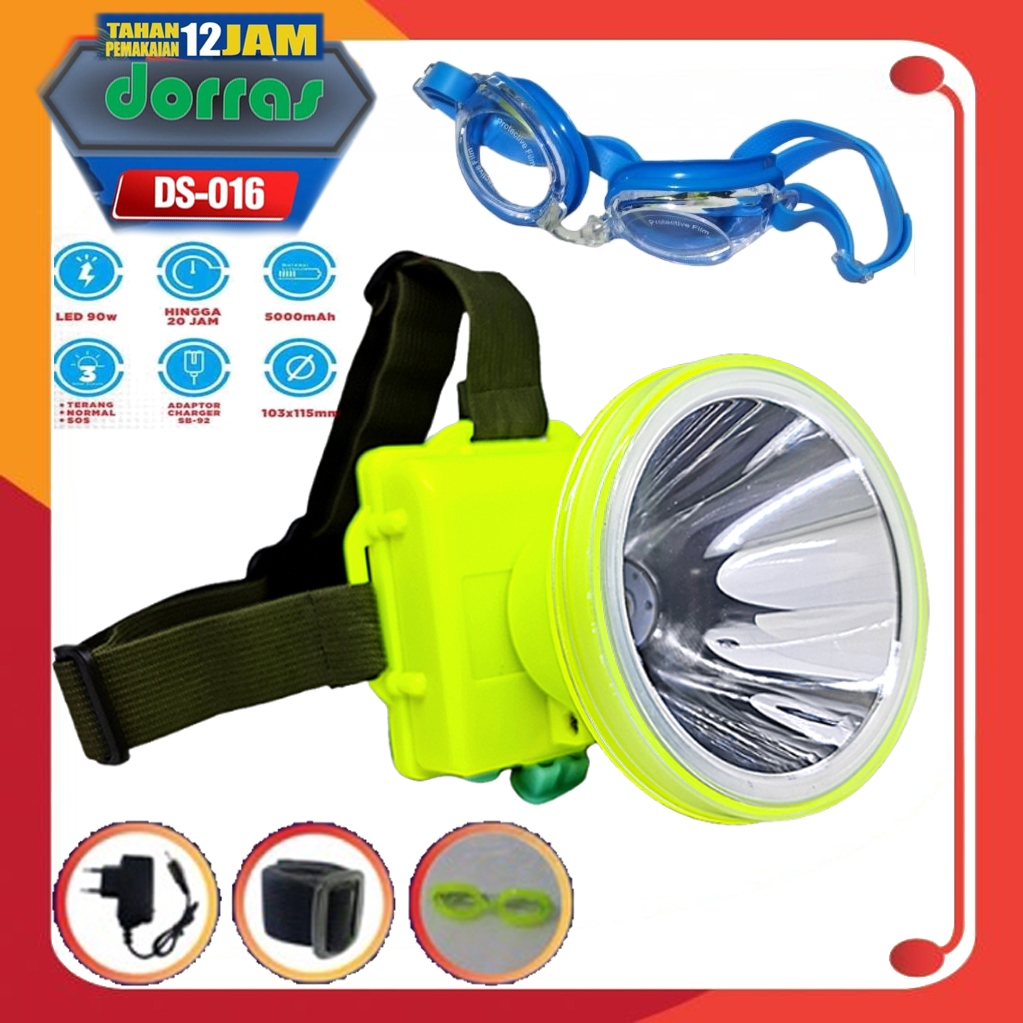 senter kepala dorras ds 016 selam cahaya putih 50watt dorras senter kepala menyelam
