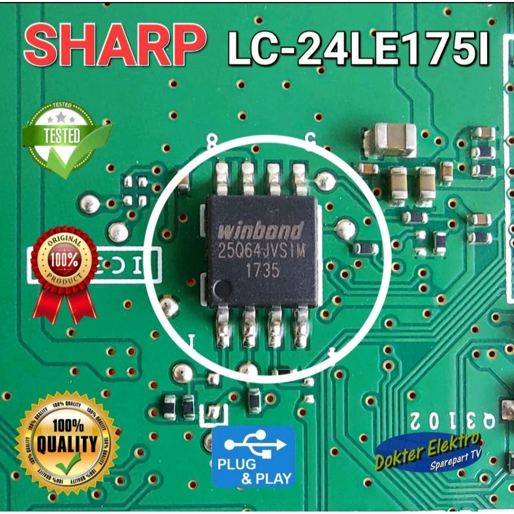 IC EPROM TV LED SHARP LC-24LE175I LC-24LE175 ORIGINAL WINBOND W25Q64