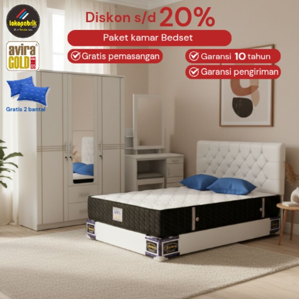 Kamar Set Furniture Springbed Avira T30 Paket Furniture Kamar Temurah Divan Springbed Lemari Meja Ri