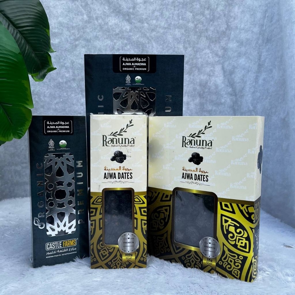 Kurma Ajwa Castle Farm Premium Organik | Ajwa Ranuna Premium Organik| Kurma Ajwa Premium 1 kg dan 1/