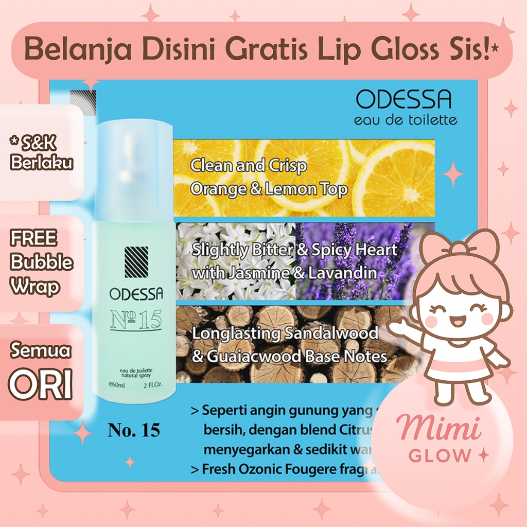 ODESSA EDT Perfume 60ml | Parfum No. 15 Odesa Eau de Toilette BPOM EDT Pria Wanita * MIMI GLOW *