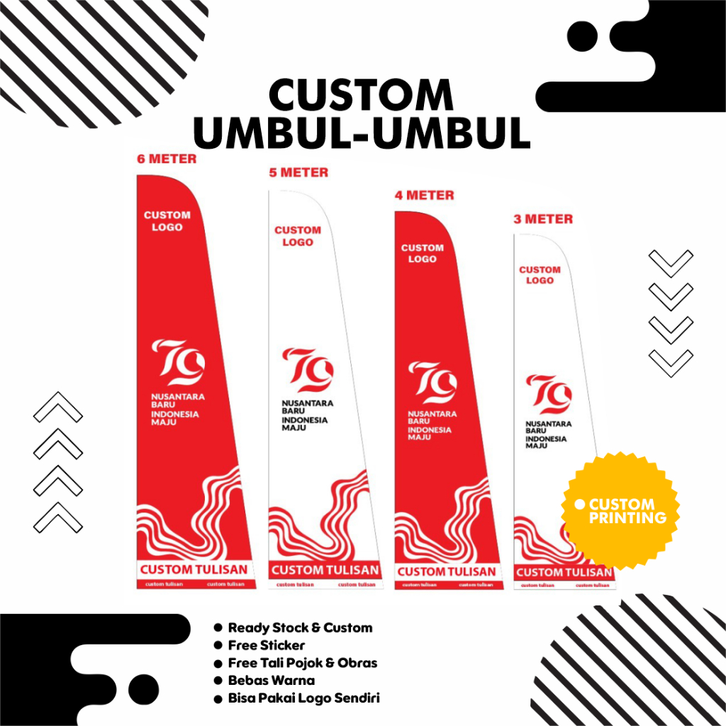 UMBUL UMBUL 17 AGUSTUS PRINTING BAHAN SATIN HALUS BISA CUSTOM