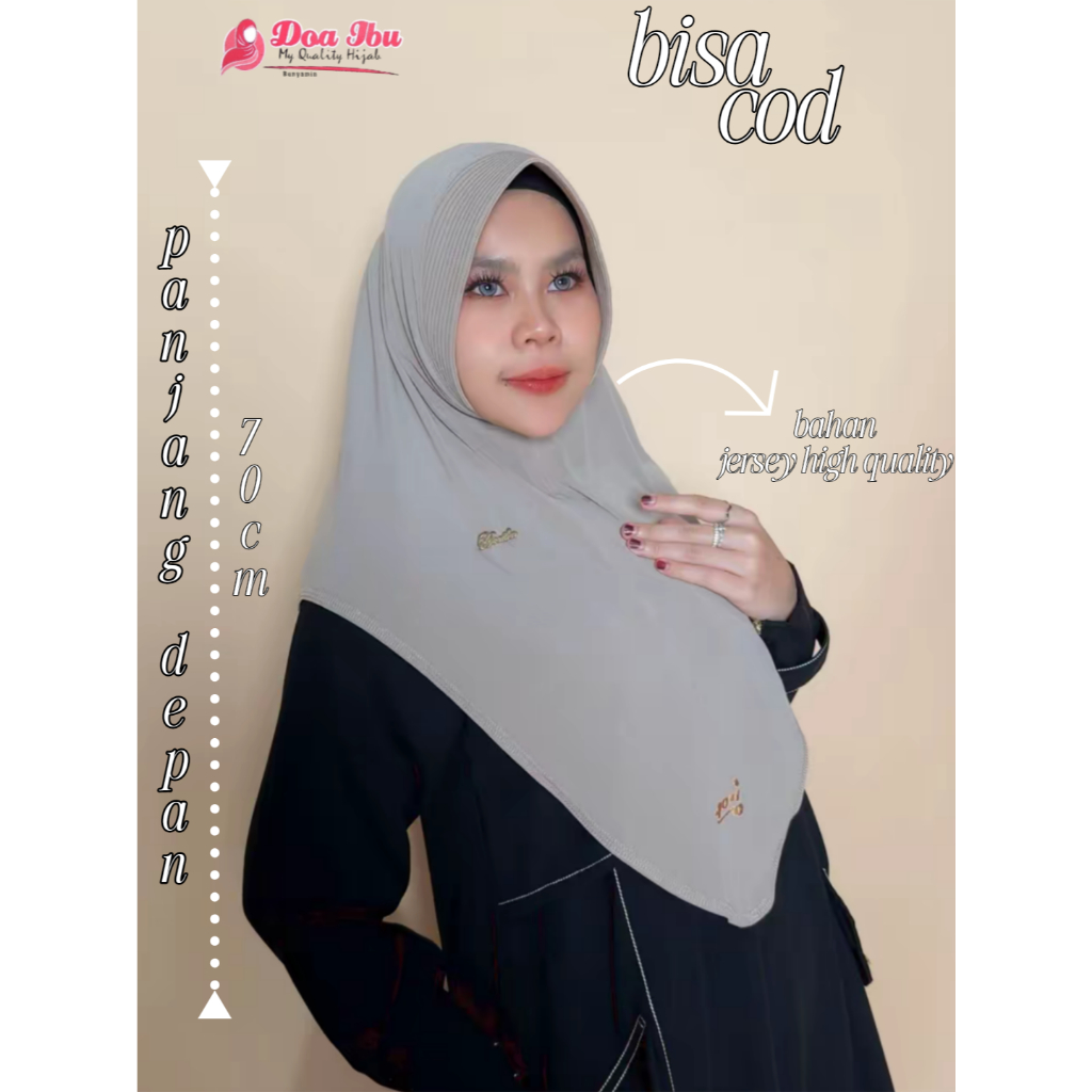 PAKET HEMAT - DOA IBU HIJAB INSTAN BERGO ANTEM S DAN BERGO ANTEM M POLA V ORY DOA IBU // HIJAB BERGO