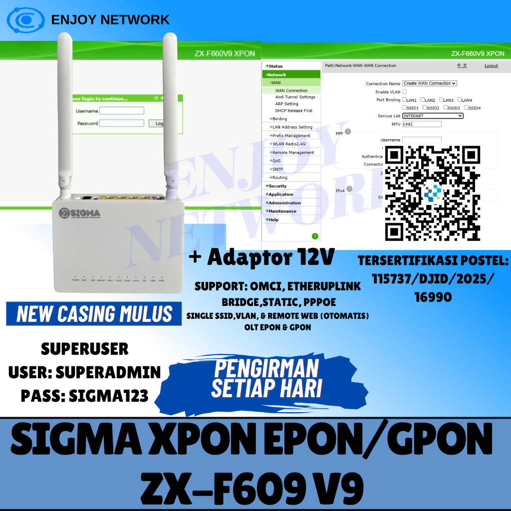 XPON EPON-GPON F609V9 DENGAN ADAPTOR ONT ONU