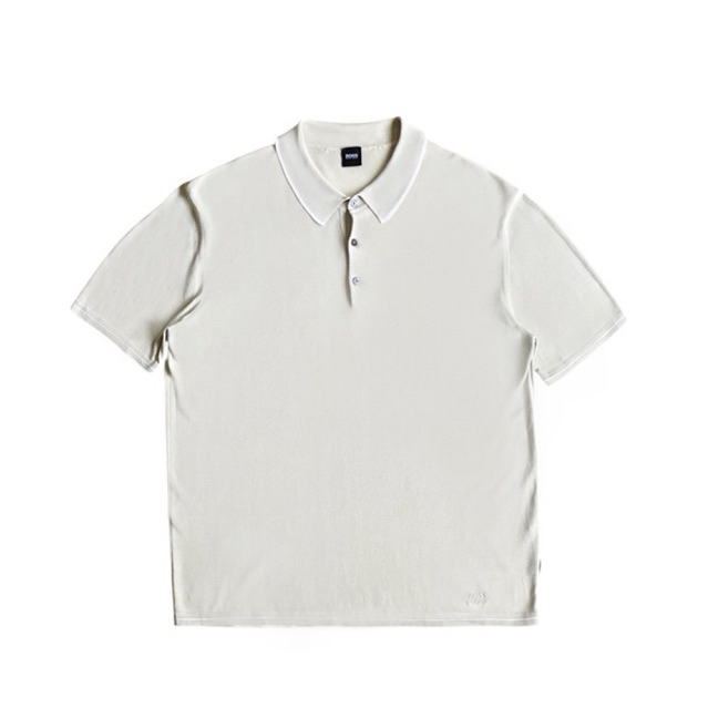 Hugo Boss tapped lightweight cotton knit ss polo shirt light taupe kaos kerah knit knitwear short sl