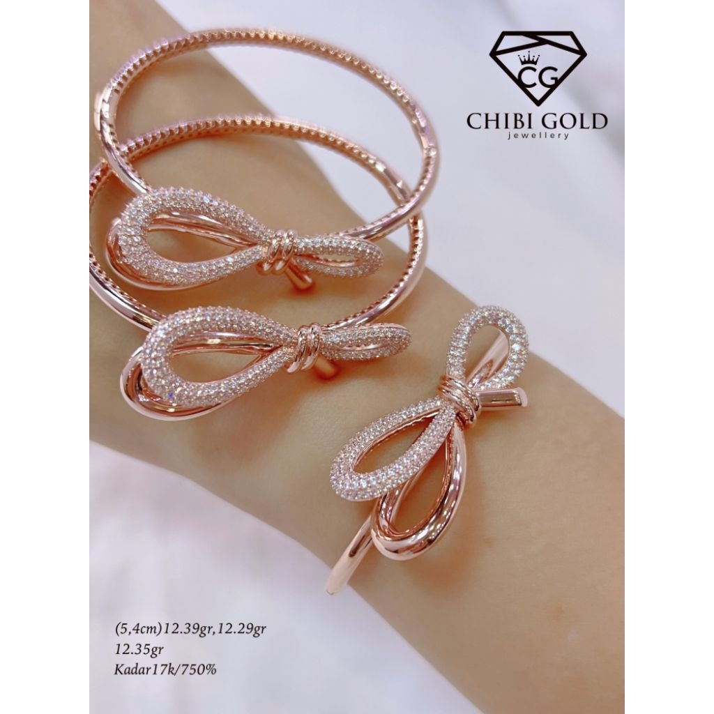 CHIBIGOLD LOKASARI-Gelang bangle pita terbaru emas 750 kadar 17k