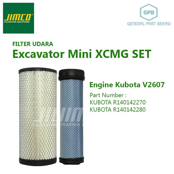 Air Filter Udara Excavator Mini XCMG Kubota V2607 Set Jimco
