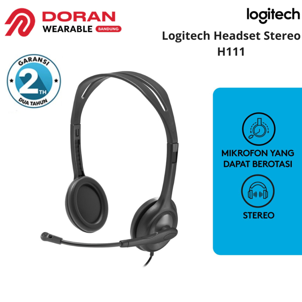 Logitech H111 Headset Stereo Single Jack 3.5mm - Garansi Resmi