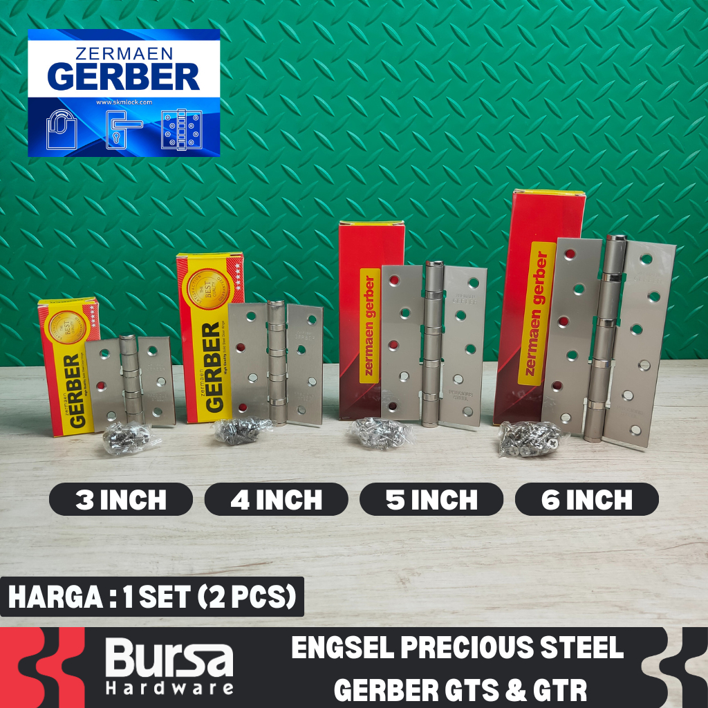 Engsel Pintu Jendela Tebal Precious Steel Gerber GTS & GTR 3 Inch 4 Inch 5 Inch 6 Inch