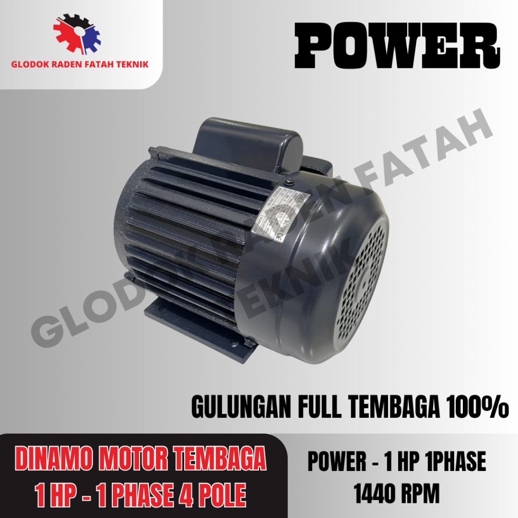 Dinamo Motor Penggerak Taiwan 1 HP 4P 1440 RPM 1 Phase POWER - Dinamo Motor Penggerak 1 HP 4P 1440 R