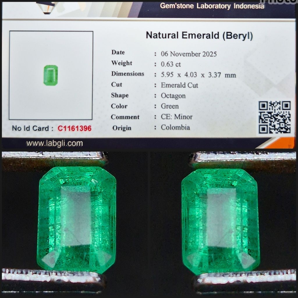 Natural Emerald Beryl Zamrud Colombia Top HQ Kristal Minor Memo Lab