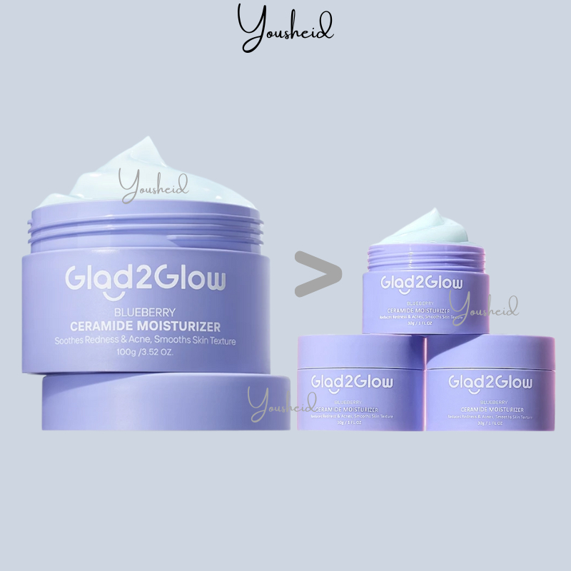 Glad2Glow Blueberry 5% Ceramide Moisturizer Glad2Glow Sunscreen - Glad2Glow Repair Barrier Moisturiz