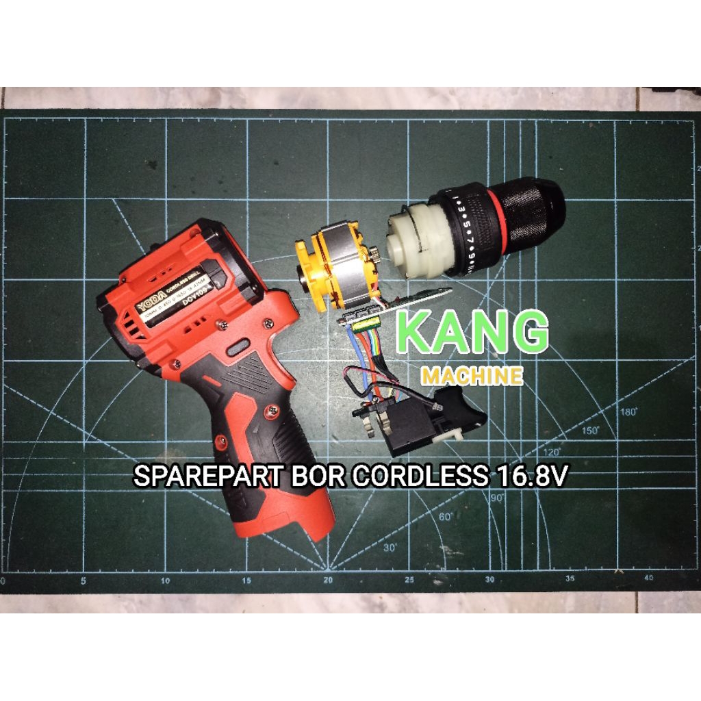 sparepart bor baterai bor cordless 16.8V 14.4V Yoda gearbox chuck dinamo brushless modul switch trig