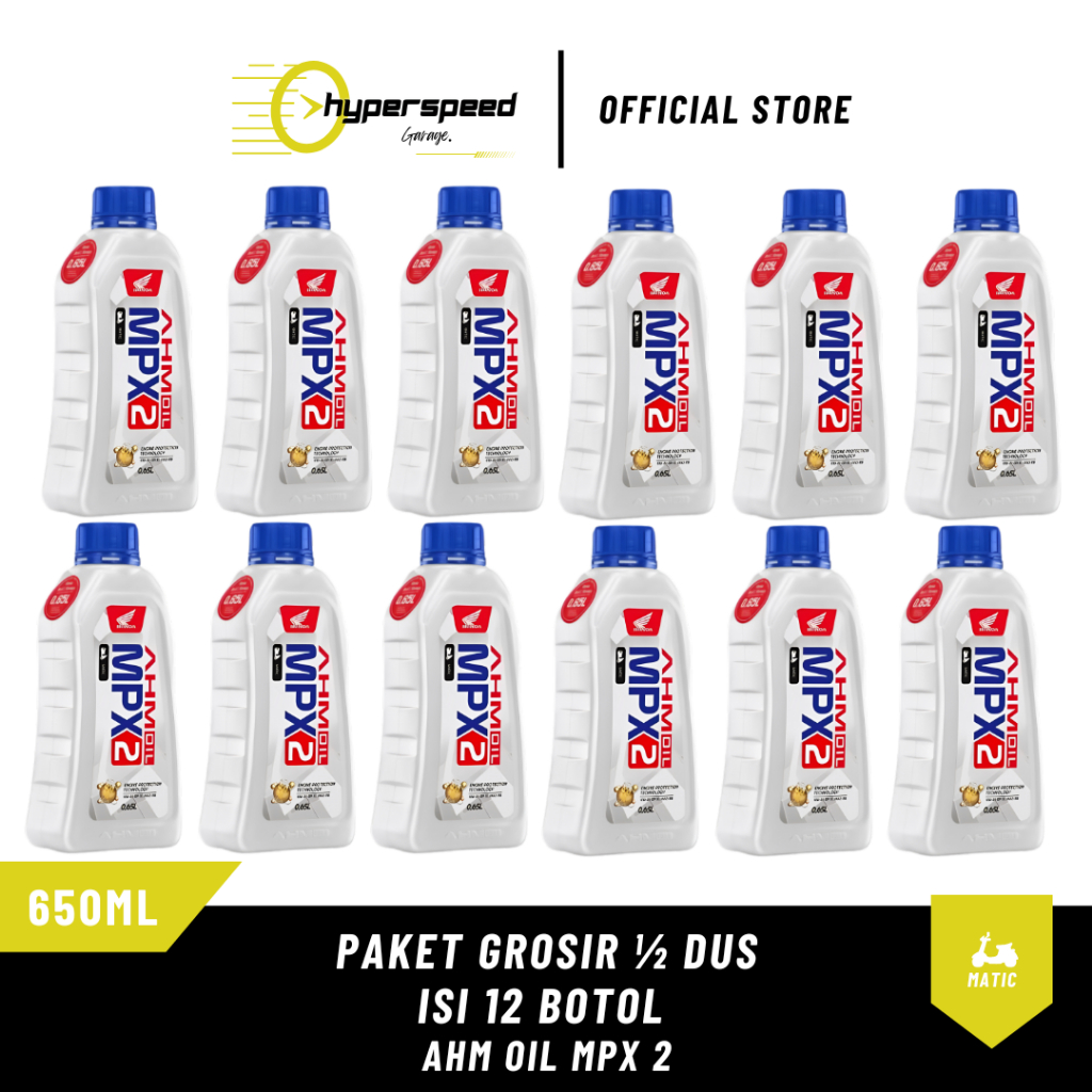 Paket Grosir 1/2 DUS Isi 12 Botol Oli Mpx2 0.65 liter 10W-30 Original Ahm Matic Scoopy Beat Genio