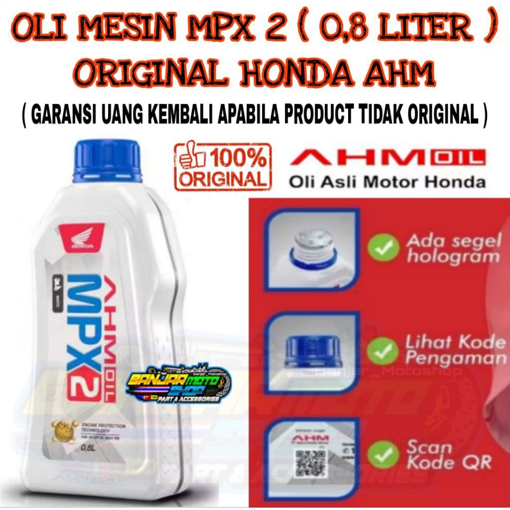 OLI MESIN MATIC MPX 2 ORIGINAL HONDA AHM (0,8Liter) / OLI MESIN HONDA MATIC MPX2 ORIGINAL HONDA AHM 
