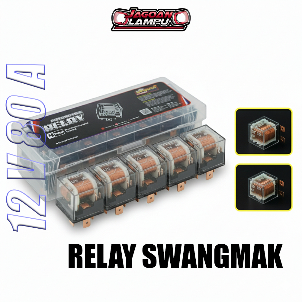 Relay Motor 12V 80A Transparan 4 Kaki Universal Untuk Klakson Sein Lampu Tembak ORI Swangmak