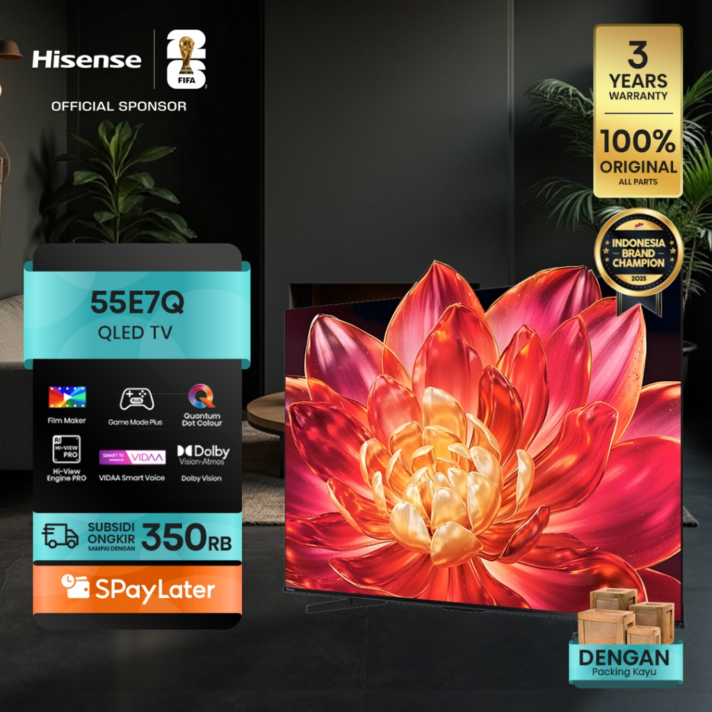 (PACKING KAYU) Hisense TV 55E7Q Vidaa Smart Digital QLED TV 55 inch Filmmaker Mode Quantum Dot Colou