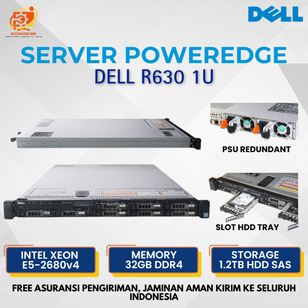PC Server Dell R630 Dual Processor Intel Xeon E5 2680v4 Ram 32GB  Hdd 1.2TB Server Microtik Kantor
