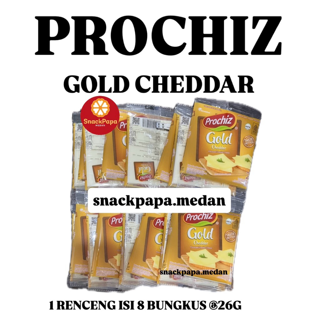 PROCHIZ GOLD CHEDDAR [1 RENCENG ISI 8 BUNGKUS @26G] | PROCHIZ KEJU | PROCHIZ CHEEDAR CHEESE | PROCHI