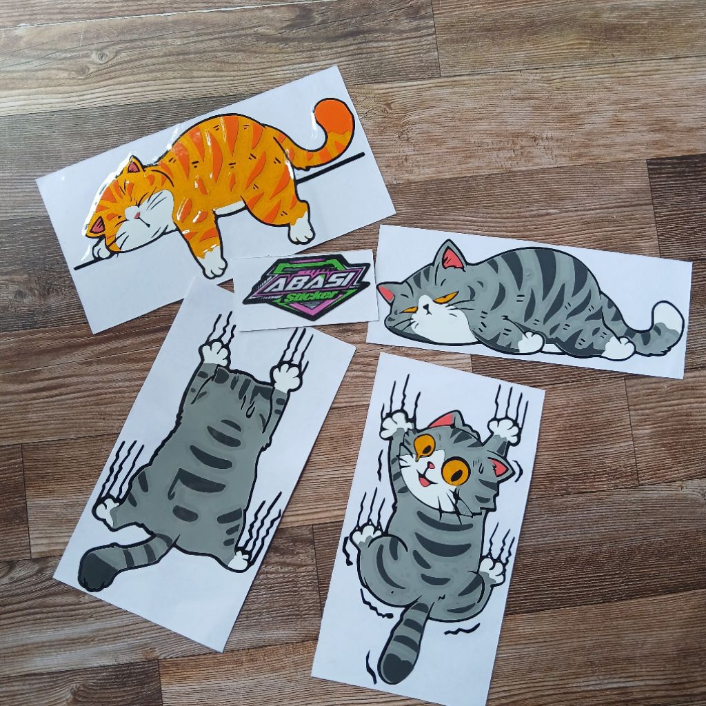 Sticker Cutting Kucing Manjat Sticker Kucing Jatuh Stiker Kucing Lucu Sticker Motor Sticker Mobil