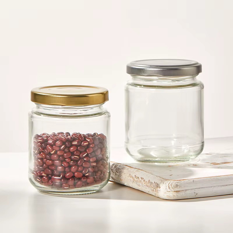 Toples Lebaran Jar Kaca Kecil Besar Toples Puding Kue Snack Bumbu Bening Tutup Aluminium Gold Tebal