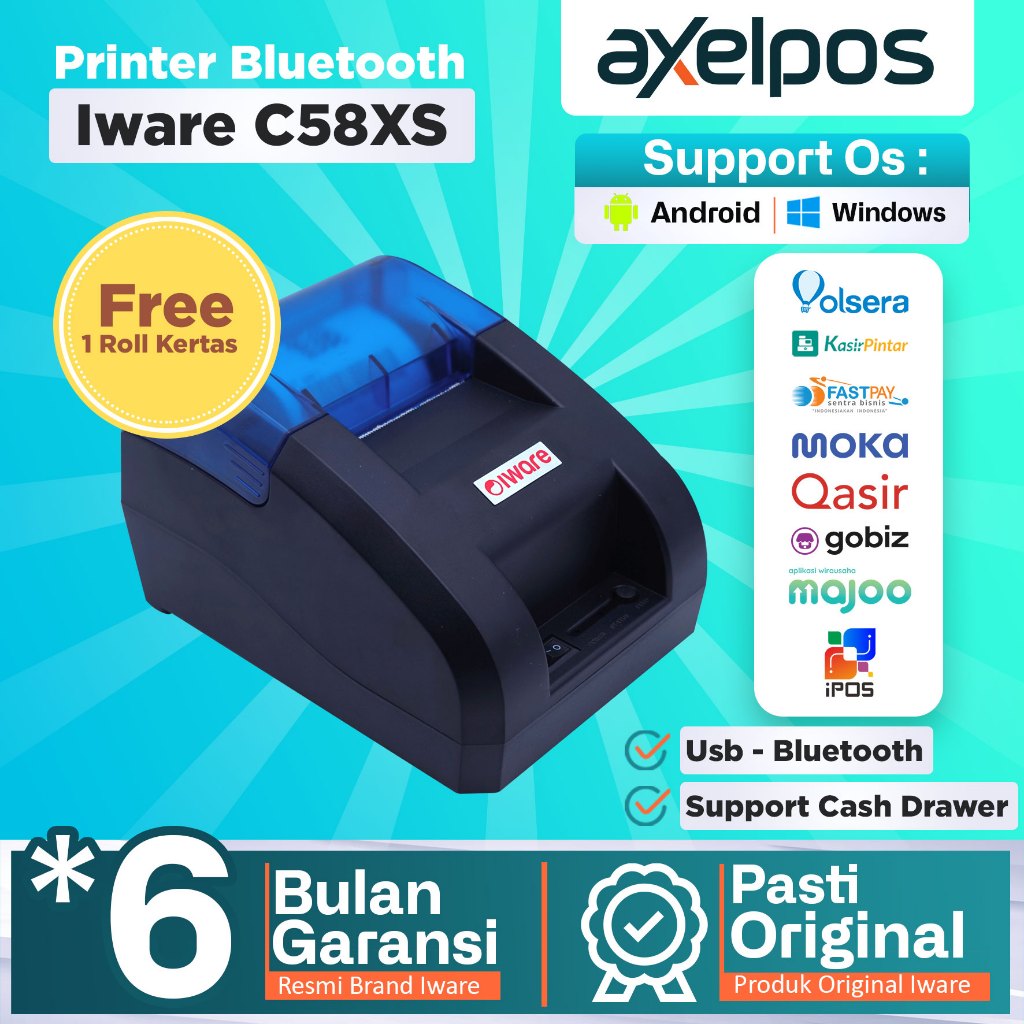 Axelpos Printer Bluetooth Thermal Kasir 58mm Iware C58XS