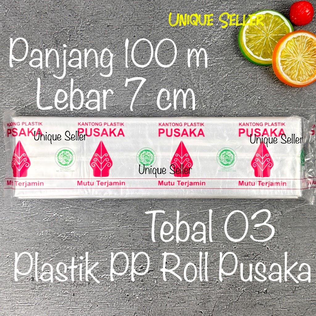 Plastik PP ROLL 7cm 7 cm Tebal 03 Panjang 100m PUSAKA Plastik Roll Pembungkus Kacang Biji Bubuk
