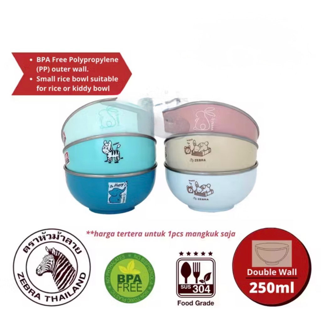mangkok anak stainless zebra/mangkok stainless/mangkok bayi