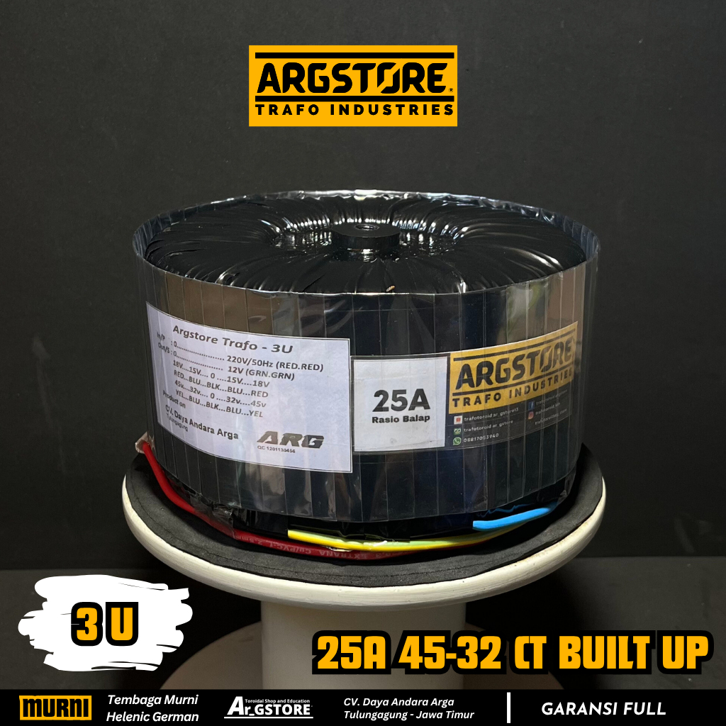 Trafo toroid donat ARG Model Built Up 25A-45 ct 3U Terbaru
